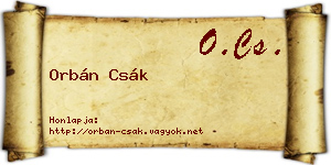 Orbán Csák névjegykártya